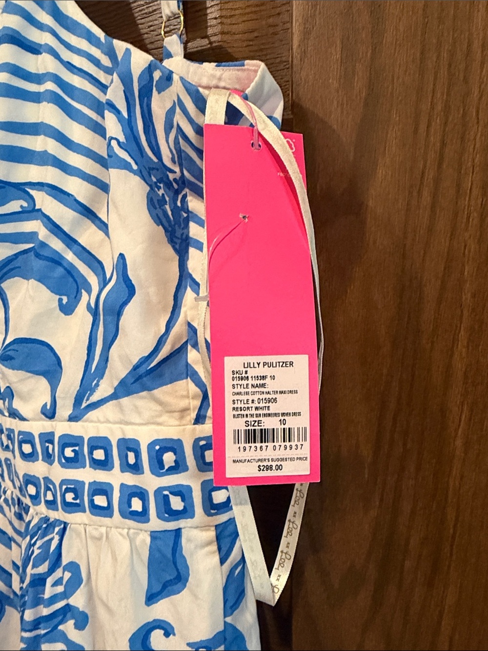 Lilly Pulitzer Blue and White Floral Sundress. Glisten in the Sun. Charlese Maxi - Picture 2 of 2